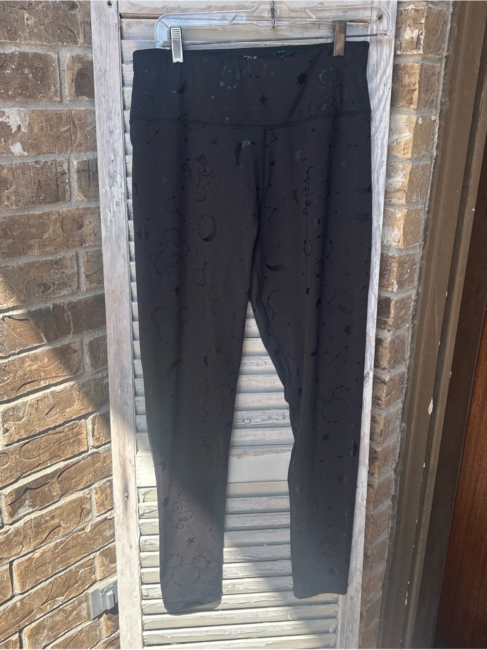 Disney Leggings XL Moon Stars Mickey Mouse Celestial Constellation Black.